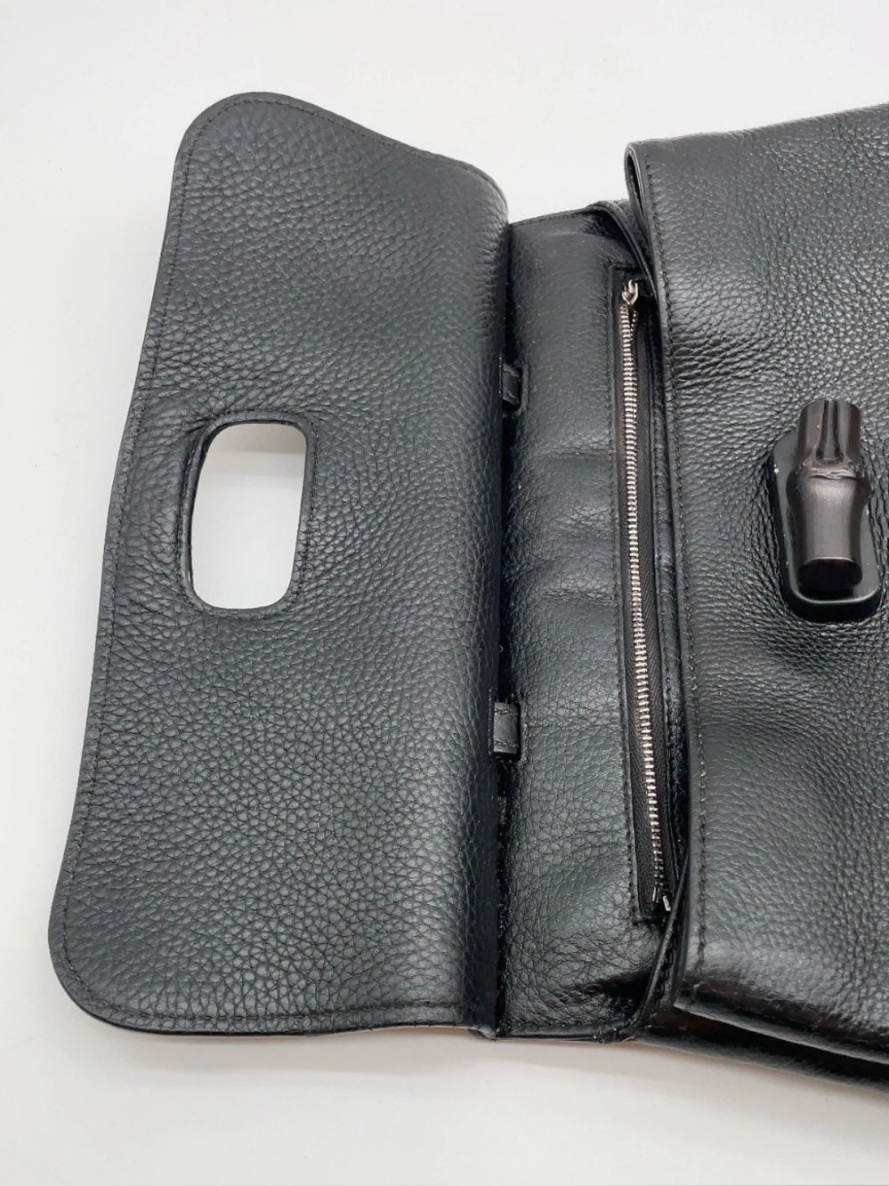 Auth Gucci Bamboo Daily Turn-Lock Leather Black 2way Bag - Picture 13 of 16
